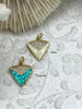 Image of Gold Triangle Charms with Glitter Enamel and CZ. 2 Colors, Turquoise and White, Brass Charms, Cubic Zirconia, Glitter Enamel, Fast Ship