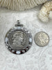 Image of RÉPUBLIQUE FRANÇAISE Silver Coin Pendant, Reproduction French Coin Pendant, Coin Bezel cz-Mother of Pearl, BBA Original, 4 colors Fast Ship