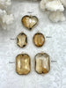 Image of Crystal Gold Soldered Pendants and Charms. Rectangle, Heart, Rectangular connector, Oval, 5 Styles to choose from, Gold Charms.Fast Shipping