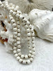 Image of WHITE HOWLITE Hand Knotted Necklace, 36" HOWLITE, 8mm Round with Cream Thread. Fast ship