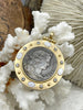 Image of RÉPUBLIQUE FRANÇAISE Silver Coin Pendant, Reproduction French Coin Pendant, Coin Bezel cz-Mother of Pearl, BBA Original, 4 colors Fast Ship