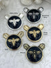 Image of French Bee Black Enamel Pendants, Enamel and Zinc Alloy, 5 Finishes:Gold, Matte Gold, Bronze, Burnished Silver, and Matte Silver.Fast Ship.