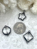 Image of Crystal Gunmetal Soldered Pendants and Connectors. Square, Round & Star Shapes, 4 Styles to choose from, Crystal Connectors. Fast Shipping