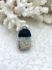 Image of Soldered Natural Stone Pendants, Rectangle Stone Pendants with Matte Black ,variety of patterns, All Unique Natural Stones, Fast Ship.