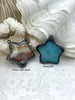 Image of Soldered Natural Stone Pendants, Star Shaped Stone Pendants with Gunmetal Soldering, Crazy Lace Agate or Amazonite Natural Stone. Fast Ship.