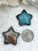 Image of Soldered Natural Stone Pendants, Star Shaped Stone Pendants with Gunmetal Soldering, Crazy Lace Agate or Amazonite Natural Stone. Fast Ship.