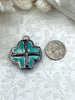 Image of Soldered Natural Stone Pendants, Cross Shaped Turquoise Howlite Stone Pendants with Gunmetal Soldering, Unique Natural Stones, Fast Ship.