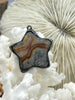 Image of Soldered Natural Stone Pendants, Star Shaped Stone Pendants with Gunmetal Soldering, Crazy Lace Agate or Amazonite Natural Stone. Fast Ship.