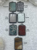 Image of Soldered Natural Stone Pendants, Rectangle Stone Pendants with Gunmetal ,Comes in a variety of patterns, 4 Styles, Natural Stone, Fast Ship.