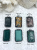 Image of Soldered Natural Stone Pendants, Rectangle Stone Pendants with Gunmetal ,Comes in a variety of patterns, 6 Styles, Natural Stone, Fast Ship.