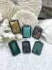 Image of Soldered Natural Stone Pendants, Rectangle Stone Pendants with Gunmetal ,Comes in a variety of patterns, 6 Styles, Natural Stone, Fast Ship.