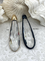 Clear Crystal Teardrop, Gold or Matte Black Soldered Pendants. Teardrop Soldered Charm, Drop Soldered Pendants, 2 Styles. Fast Shipping