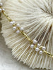 Image of Faux Pearl Beaded Rosary Chain, White Pearls with Gold Caps and Wire, 2 Styles, Gold Plated Brass Wire, Sold by the foot, Fast Ship