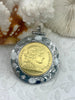 Image of RÉPUBLIQUE FRANÇAISE Gold Coin Pendant, Reproduction French Pendant, Coin Bezel cz-Mother of Pearl, BBA Original, 3 Bezel colors Fast Ship