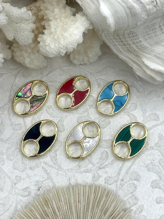 Colorful Enamel and Gold Pendants/Connectors, Gold Connector Charm, 6 Colors, Enamel and Gold Plated Brass Pendants, Fast Ship.