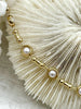 Image of Faux Pearl Beaded Rosary Chain, White Pearls with Gold Caps and Wire, 2 Styles, Gold Plated Brass Wire, Sold by the foot, Fast Ship