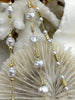 Image of Faux Pearl Beaded Rosary Chain, White Pearls with Gold Caps and Wire, 3 Styles, Gold Plated Brass Wire, Sold by the foot, Fast Ship