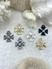 Image of Cross Pendants, Hammered Cross Charms with Clear Center CZ, Religious Charm 6 finishes, 24mm, 5mm thick, Plated Zinc Alloy Cross, Fast Ship