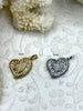 Image of CZ Micro PAVE Heart Charms, Gold or Silver Heart Charms, Clear Cubic Zirconia, Gold or Silver Plated Brass, Heart Pendants, Fast Ship