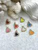 Image of Colorful Enamel and Gold Heart Charms with CZ, Gold Heart Charm, 8 Colors, Enamel and Gold Plated Brass Heart Pendants with CZ, Fast Ship.