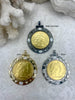 Image of RÉPUBLIQUE FRANÇAISE Gold Coin Pendant, Reproduction French Pendant, Coin Bezel cz-Mother of Pearl, BBA Original, 3 Bezel colors Fast Ship