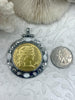 Image of RÉPUBLIQUE FRANÇAISE Gold Coin Pendant, Reproduction French Pendant, Coin Bezel cz-Mother of Pearl, BBA Original, 3 Bezel colors Fast Ship