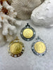 Image of RÉPUBLIQUE FRANÇAISE Gold Coin Pendant, Reproduction French Pendant, Coin Bezel cz-Mother of Pearl, BBA Original, 3 Bezel colors Fast Ship