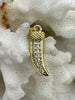 Image of Micro Pave Gold CZ Horn Charm, Lucky CZ Pendants, Micro Pave 18mm x 7mm Charm, Round Pendant with Cubic Zirconia, gold, Fast Shipping