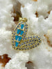 Image of CZ Micro PAVE Heart Charms with Turquoise, Gold Heart Charms, Clear Cubic Zirconia and Turquoise, Gold Plated Brass, Hearts, Fast Ship