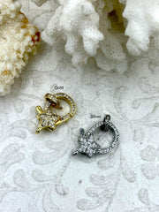 Pave CZ Lobster Claw Clasps 2 colors 22mm x 13mm, Star Shape Lobster Clasp, Spring Hook Clasp, Gold, or Silver, Fast Shipping