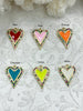 Image of Colorful Enamel and Gold Heart Pendants with Colorful CZ, Gold Heart Charms, 6 Colors, Enamel and Gold Plated Brass Pendants, Fast Ship.