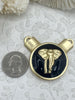 Image of Elephant Black Enamel Pendants, Enamel and Zinc Alloy, Elephant Pendants 4 Finishes: Matte Gold, Matte Silver, Gold, and Silver. Fast Ship.