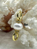 Image of Micro Pave Pearl and CZ Connector Clasps, Shiny Gold with Clear Cubic Zirconia and Pearl. 10mm Pearl Connector Clasps, Fast Shipping