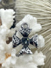 Image of Cross Pendants, Hammered Cross Charms with Gunmetal Center CZ, Religious, 5 finishes, 24mm, 5mm thick, Plated Zinc Alloy Cross, Fast Ship