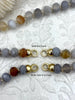 Image of Hand Knotted Faceted Persian Gulf Agate Semi Precious Rondelle Stone Necklace, 16'5" W/Gold or Matte Gold Plated Closed Cap Ends. Fast Ship