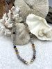 Image of Hand Knotted Faceted Persian Gulf Agate Semi Precious Rondelle Stone Necklace, 16'5" W/Gold or Matte Gold Plated Closed Cap Ends. Fast Ship