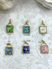 Image of Dyed Mother of Pearl and Gold Heart Lock Charms with CZ, Gold Lock Charm, 6 Colors, Mother of Pearl and Gold Plated Brass, Fast Ship.