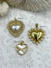 Image of CZ Pearl Heart Charms, 3 Styles Available, Gold Plated Brass, Mother of Pearl, Gold and Pearl Heart Charms, Pearl Heart Pendants, Fast Ship