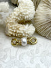 Image of Micro Pave Pearl and CZ Connector Clasps, Shiny Gold with Clear Cubic Zirconia and Pearl. 10mm Pearl Connector Clasps, Fast Shipping