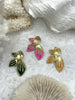 Image of Brass Gold and Enamel Leaf Pendants, Colorful Leaf Pendant Charm, 3 Colors, Orange, Pink,, and Green, 34mm x 23mm Pendant, Fast Shipping