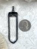 Image of Gunmetal Soldered Crystal Pendants, Rectangle Charm, Solitaire Pendants, Unique Gunmetal Soldered Crystal Pendants. Fast Ship.