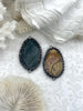 Image of Textured Soldered Natural Stone Connector Pendants, Picture Jasper or Green Jasper, Oval Stone Pendants with Gunmetal Soldering, Fast Ship.