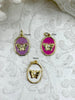 Image of Colorful Enamel and Gold Butterfly Pendants with CZ, Gold Butterfly Charm, Pink, White or Purple Enamel and Gold Pendants, Fast Ship.