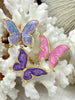 Image of Butterfly Shaped Colorful Enamel and Gold Pendants, Enamel and Gold Plated Brass,5 Colors Pink, Blue, Green, Dark and Light Purple,Fast Ship