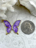 Image of Butterfly Shaped Colorful Enamel and Gold Pendants, Enamel and Gold Plated Brass,5 Colors Pink, Blue, Green, Dark and Light Purple,Fast Ship