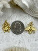 Image of Gold Plated Brass Bug Charms, Gold Plated, 2 Styles, Beetle or Bee, Bug Jewelry Pendants, Gold bee, Gold Beetle, Fast Ship