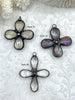 Image of Faceted Soldered Crystal Flower Pendants. 3 styles, Clear and Iridescent Crystal, Copper and Gunmetal Soldering, Wrapped Crystal Fast Ship