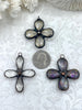 Image of Faceted Soldered Crystal Flower Pendants. 3 styles, Clear and Iridescent Crystal, Copper and Gunmetal Soldering, Wrapped Crystal Fast Ship