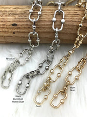 Chunky Statement Chain Mixed Links,Bulky Link chain Gold, Rhodium, Burnish Matte Silver, Worn Gold,  Rectangle Statement Paperclip Fast Ship