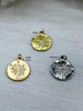 Image of Brass Dandelion Charm, 20mm Dandelion Coin, Dandelion Pendant, Coin Charm, Gold Plating, Matte Gold or Rhodium. High Quality Fast Ship